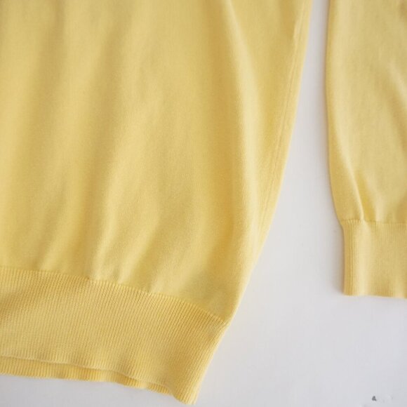 Vintage 90s Arnold Palmer Yellow Fine Knit 100% Pima Cotton V-neck Sweater Small - Picture 5 of 9